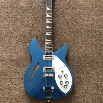Ricken 330 metal blå blank overflade semi-hollow body jazz-stil elektrisk guitar