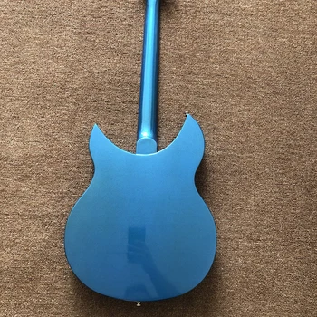 Ricken 330 metal blå blank overflade semi-hollow body jazz-stil elektrisk guitar