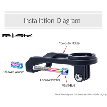 RISIKO Titanium Legering Cykel Computer Holder Skruer Udvidet Fastsættelse Skrue Sæt Cykel Stamceller Forlængelse Beslag, Bolte M5X40mm