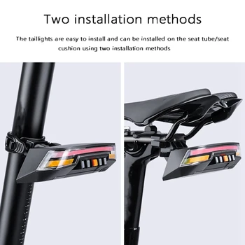 ROCES Smart Cykel baglygte med blinklys bremselygte Trådløse Kontrol Cykel baglygte Vandtæt USB-advarselslys