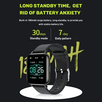 Rogbid 2S Smart Ur 1.65 tommer HD Touch-Skærm Fitness Tracker Vandtæt puls blodtryksapparat Til IOS Android
