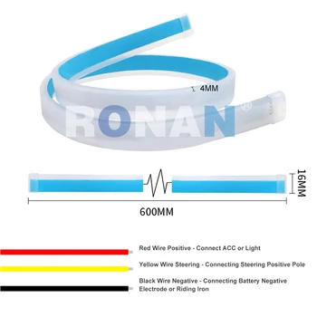 RONAN 2stk 60CM Slanke Fleksible DRL LED Strip Sluk Signal, der Flyder Hvid Gul Sekventiel LED Lys til Bil Forlygte