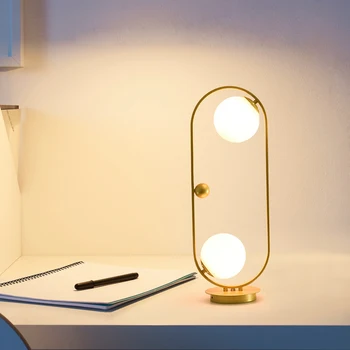 Rundt bord lampe Moderne Metal og glas bordlampe Seng, Skrivebord lys Enkelt Bog Lamper Deco Luminaria Læsning Guld bordlampe