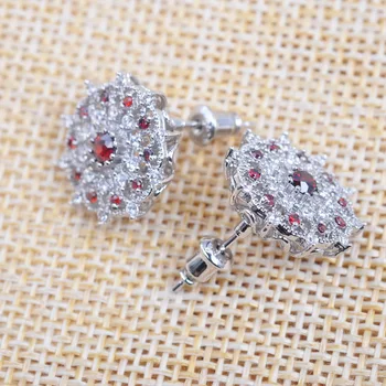 Russisk Stil Bryllup Smykker Øreringe Red Cubic Zirconia For Kvinder Crystal Stud Øreringe 2020 Ny