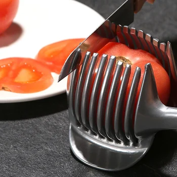Rustfrit Stål Løg Indehaveren Kartoffel Tomat Pålægsmaskine Grøntsager Frugt Cutter Sikkerhed Madlavning Værktøjer Tilbehør