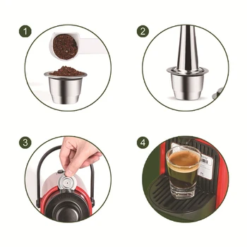 Rustfrit Stål Og Kapslen kan Genbruges Nespresso-Genopfyldelige Og Kaffefaciliteter Kurv Filter med Og Manipulere Gadget