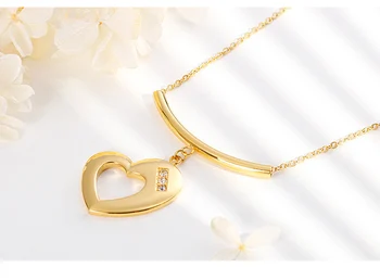Rustfrit stål smykker, Japansk og koreansk mode til alle-match hule hjerte-formet halskæde, øreringe sæt