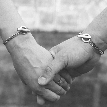 Rustfrit stål Tilpasset Skåret Navn Par Armbånd Charme Smykker Mode Cuba kæde NK kæde armbånd smykker gave til kvinder, mænd