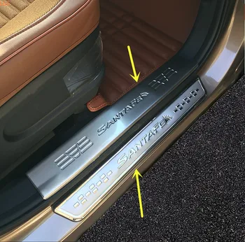 Rustfrit stål tærskel vagt plade kuffert tærskel vagt plade anti-ridse bil styling Til Hyundai SantaFe 2013-2017