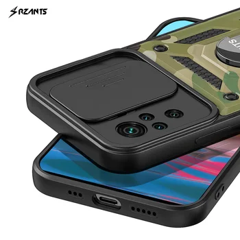 Rzants For Xiaomi Redmi Note 10 Redmi Note 10 Pro Max 4G 5G-Sagen [Jungle tank] Militær Camouflage Stødsikkert Ring Kortholderen