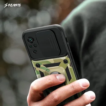 Rzants For Xiaomi Redmi Note 10 Redmi Note 10 Pro Max 4G 5G-Sagen [Jungle tank] Militær Camouflage Stødsikkert Ring Kortholderen