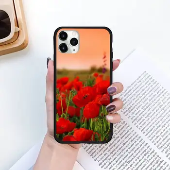 Røde Valmuer, blomster Phone Case for iPhone 11 12 mini pro XS MAX 8 7 6 6S Plus X 5S SE 2020 XR Luksus mærke shell funda