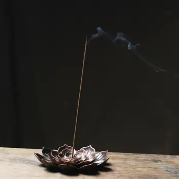 Røgelse Brænder Fine Dekorative Legering Blomsterkarse Lotus Pande Stick Holder til Gaver