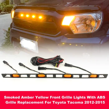 Røget Amber Gul Front Gitter Lys Med ABS Grille Erstatning For Toyota Tacoma 2012-