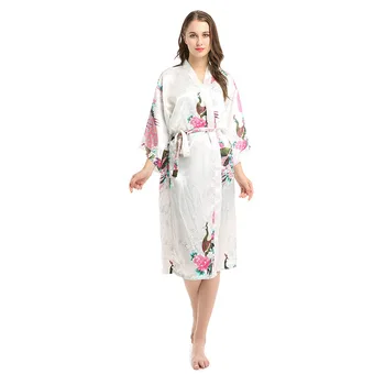 S-2xl Plus Size Satin Kjole Badekåber Silke Klæder Til Kvinders Kimono, Nattøj Plus 21093