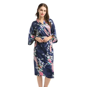 S-2xl Plus Size Satin Kjole Badekåber Silke Klæder Til Kvinders Kimono, Nattøj Plus 21093