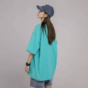 S-3xl Dame T-Shirts, Sommer Kvindelige Korte Ærmer Lange Style O-Hals Løs Olid Farve Bomuld Damer Top Tees Tøj Hy23