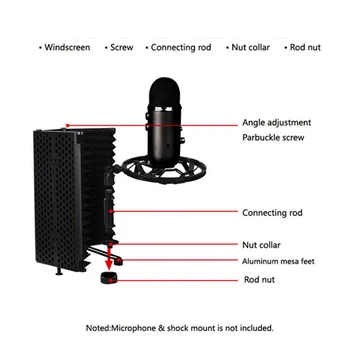 S3 Mikrofon Isolation Skjold Akustisk Panel 3 Sammenklappelig Vind-Tv Med Støjreduktion For Optagelse Mikrofon Tilbehør