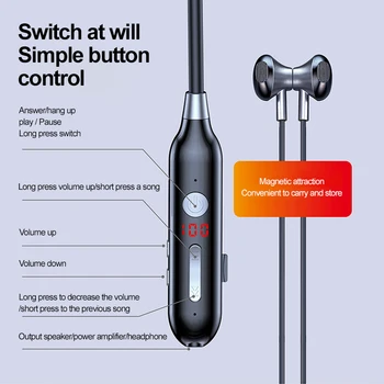 S880 Bluetooth-5.0 Hængende Hals HIFI Høj kvalitet LED Power-Headset med Display Hals Hængende Sport Kører Hovedtelefoner-Adapter Kabel