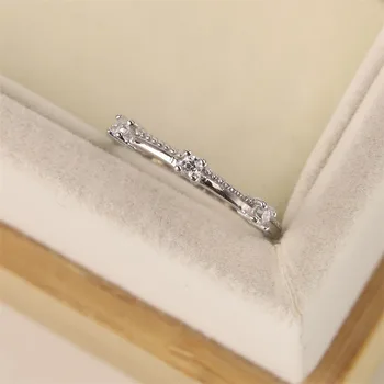 S925 rent sølv ring kvindelige Europæiske og Amerikanske mode diamant sæt Mossan lille diamant ring kvindelige personlighed vielsesring