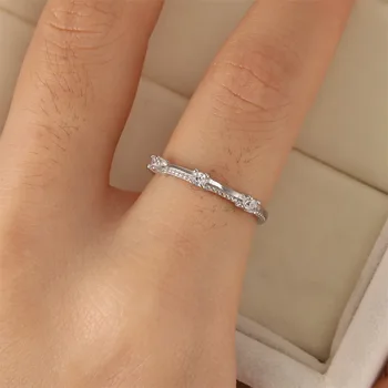 S925 rent sølv ring kvindelige Europæiske og Amerikanske mode diamant sæt Mossan lille diamant ring kvindelige personlighed vielsesring