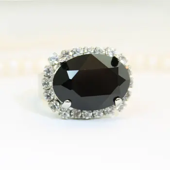S925 Sterling Sølv Real Obsidian Ring for Kvinder Bizuteria Anillos De Sølv 925 Smykker Obsidian Gemstone Ringe Anel Box