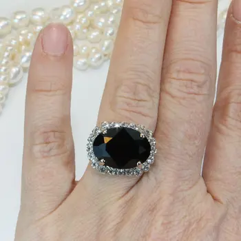 S925 Sterling Sølv Real Obsidian Ring for Kvinder Bizuteria Anillos De Sølv 925 Smykker Obsidian Gemstone Ringe Anel Box
