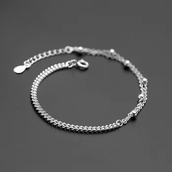 S925 sølv asymmetrisk dobbelt-lag lys perle kæde armbånd kvindelighed koreanske enkle smykker S4387