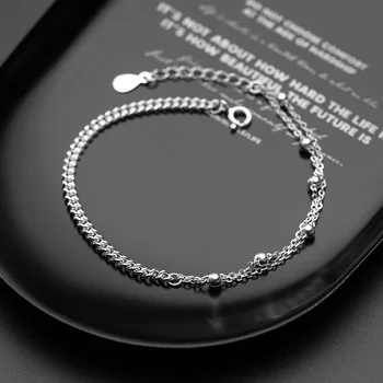 S925 sølv asymmetrisk dobbelt-lag lys perle kæde armbånd kvindelighed koreanske enkle smykker S4387
