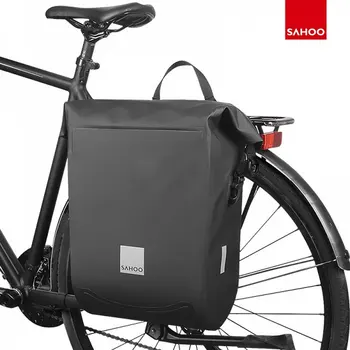 Sahoo Premium Cykel bagagebære Bag vandtæt 20L Roll-top Justere Bageste Rack Kuffert Cykeltasker Cykling Opbevaring Skulder Bære