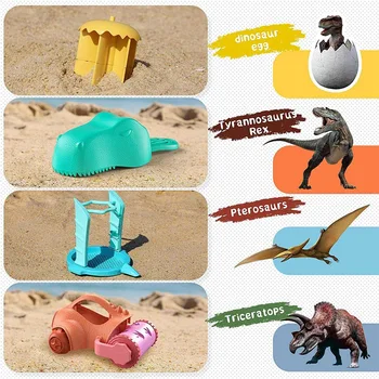 Sand Legetøj Sæt, Dinosaur Strand Legetøj Angive Omfatter Sand, Vand Hjul med Tragt ,Sand Skovl, Spand, Sifter, Sand Toy