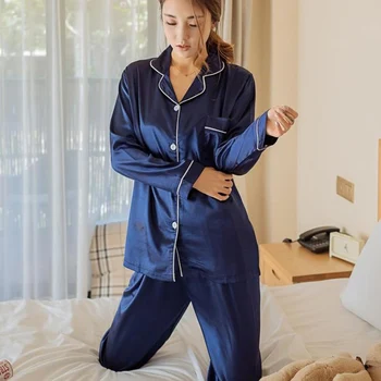 Satin Silke Plus Størrelse 5XL Kvinders Pyjamas Sæt Morgenkåbe Foråret langærmet Pyjamas Sæt Kvindelige 2020 Sommeren Løs Kvinde Tøj Hjem