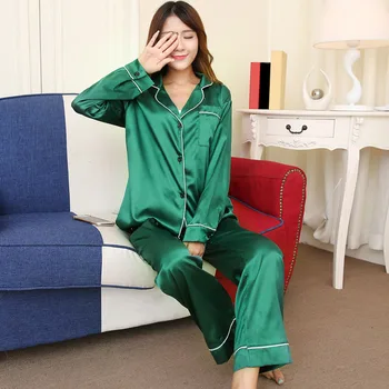 Satin Silke Plus Størrelse 5XL Kvinders Pyjamas Sæt Morgenkåbe Foråret langærmet Pyjamas Sæt Kvindelige 2020 Sommeren Løs Kvinde Tøj Hjem