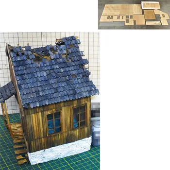Scenarie Militære Opbygning af Model DIY Scenarie Suite 1/35 Ødelagt Europæiske Træ-Hus Nr 1 Sand Tabel Model