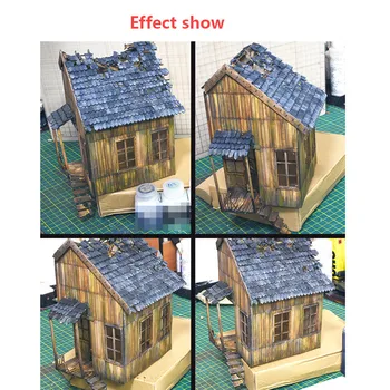 Scenarie Militære Opbygning af Model DIY Scenarie Suite 1/35 Ødelagt Europæiske Træ-Hus Nr 1 Sand Tabel Model