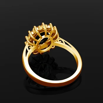 SDOOU 14K Guld Ring For Kvinder 925 Sterling Sølv Ring med Sort Onyx Ædelsten Solsikke Skåret Punk Ring Fine Smykker Fødselsdag Gave