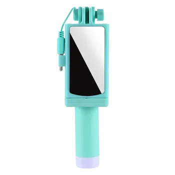 Selfie Stick Sammenklappelig Mini Smartphone Selfie Stick med Rearview Spejl, der kan Forlænges Monopod Telefon Holder til IOS Android