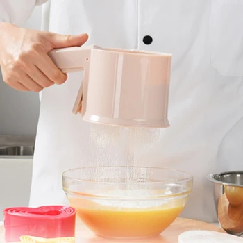 Semi-Automatisk Mel Sigte Mekanisk Hånd-Holdt Sifter Shaker Kop Form Mel Filterkager Sukker Mesh Sigte Bagning Værktøjer