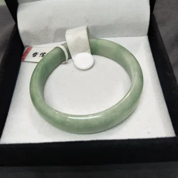 Send Et certifikat naturlige Jadeite armbånd skåret lys grøn hvid to-farve-54-61mm kvindelige armbånd smykker gaver