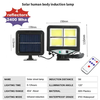 Seperable 120 LED soldrevet Lys PIR bevægelsesføler Aktiveret Sol Lampe Vandtæt Udendørs Have Sikkerhed væglamper indo
