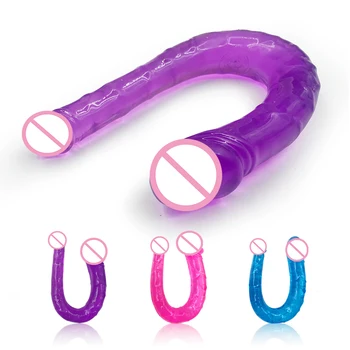 Sex legetøj dobbelt dildo legetøj for voksne Fleksibel Blødt Jelly Skeden Anal Kvinder Gay Lesbian Endte Dong Penis Kunstig Penis