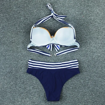 Sexet Bikini 2021 Nye Badetøj Kvinder Push Up Høj Talje Badedragt Stribe Brasilianske Badetøj Sommeren Badning Suit Female Biquini