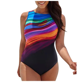 Sexet Flerfarvet Stribet Push Up Ét Stykke Badedragt Bodysuit Damer 2021 Monokini Badetøj Kvinder Svømme Badedragt Plus Størrelse