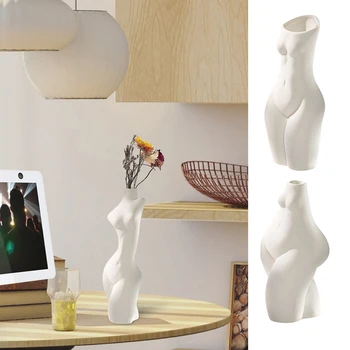 Sexet Statue Hvid Keramik Vase Dekorative Kvindelige Krop, Kunst Tørrede Blomster Vase Moderne Tabel Desktop Ornament