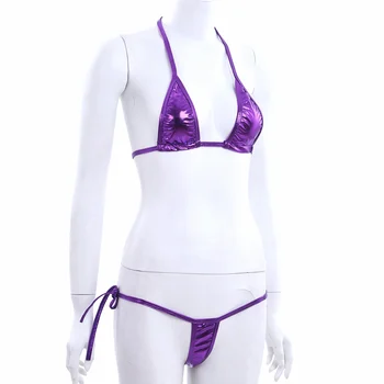 Sexet Sæt Undertøj Kvinder Swimsuit Badetøj Bh med Halterneck Top og G-streng Trusser Trusser Erotisk Undertøj Badetøj Part Bikini