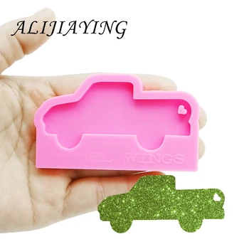 Shiny nøglering Lastbil og træ skimmel-tasten ring dekoration bil silikone formen for DIY epoxy harpiks DY0148