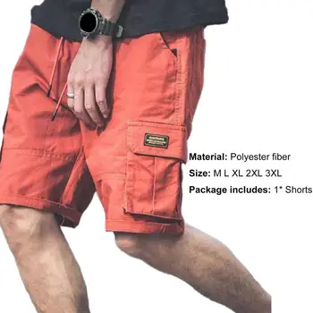 Shorts Tynd Multi-lomme ensfarvet Snor Cargo Shorts til Daglig Slid