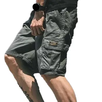Shorts Tynd Multi-lomme ensfarvet Snor Cargo Shorts til Daglig Slid