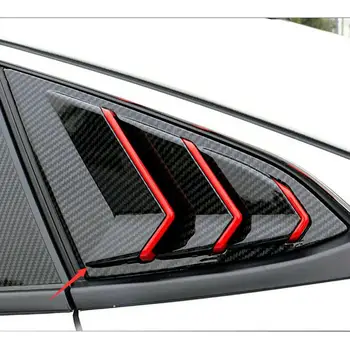 Side Luftskrue Vindue Luftspjæld Carbon Fiber Rød Abs Dækning For Honda Civic 2016-2020