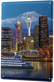 SIDEN 2004 Tin Tegn Metal Plade Dekorative Tegn Home Decor Plaques Rejselyst Byen Seattle amerikas forenede stater